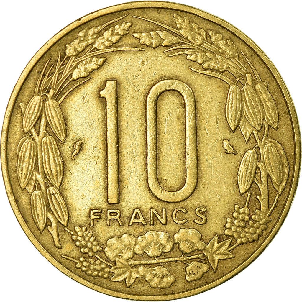Central African States | 10 Francs Cfa Coin | Antelope | Crops | Km:2A | 1965 - 1972