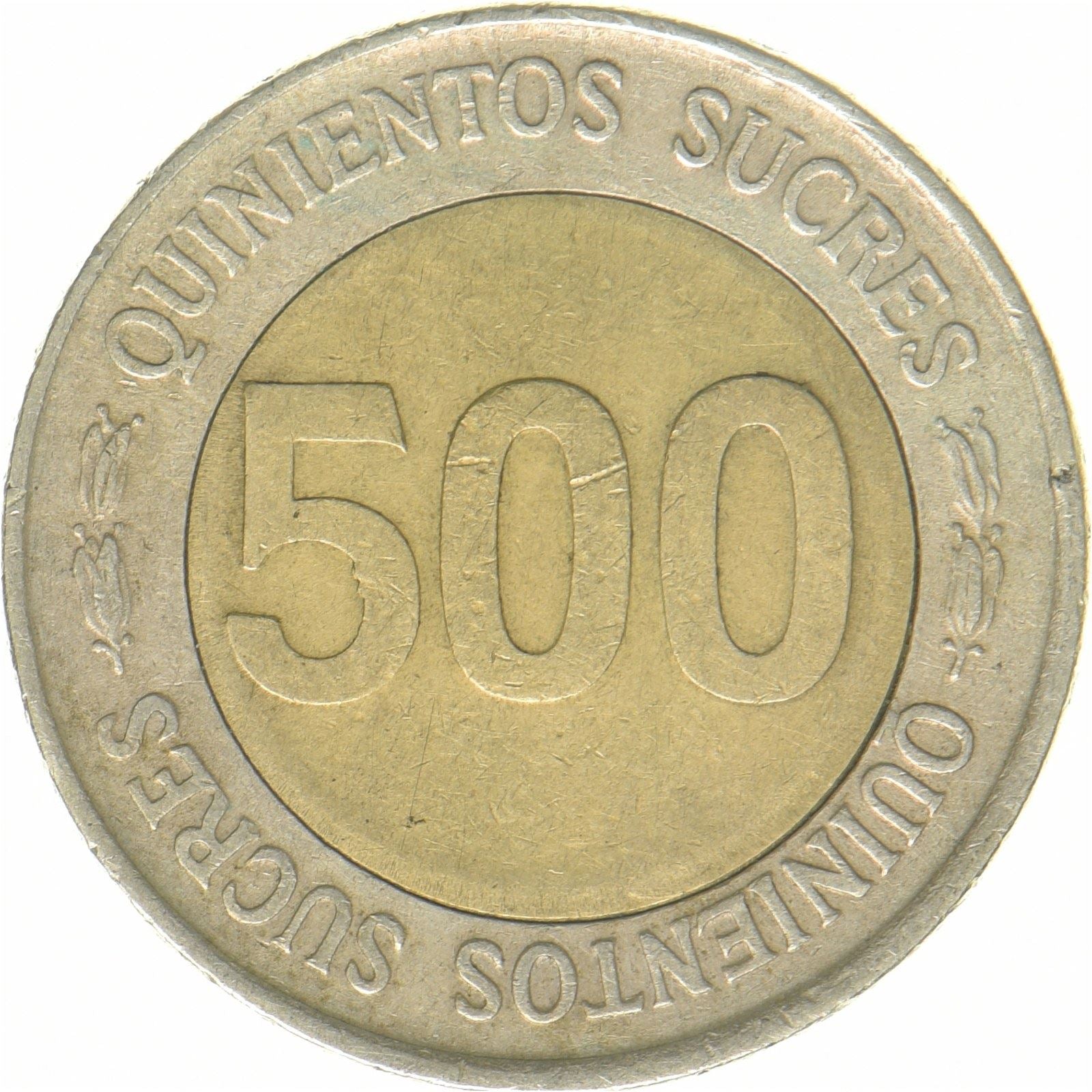 Ecuador | 500 Sucres Coin | Isidro Ayora | Bimetallic | KM:102 | 1997