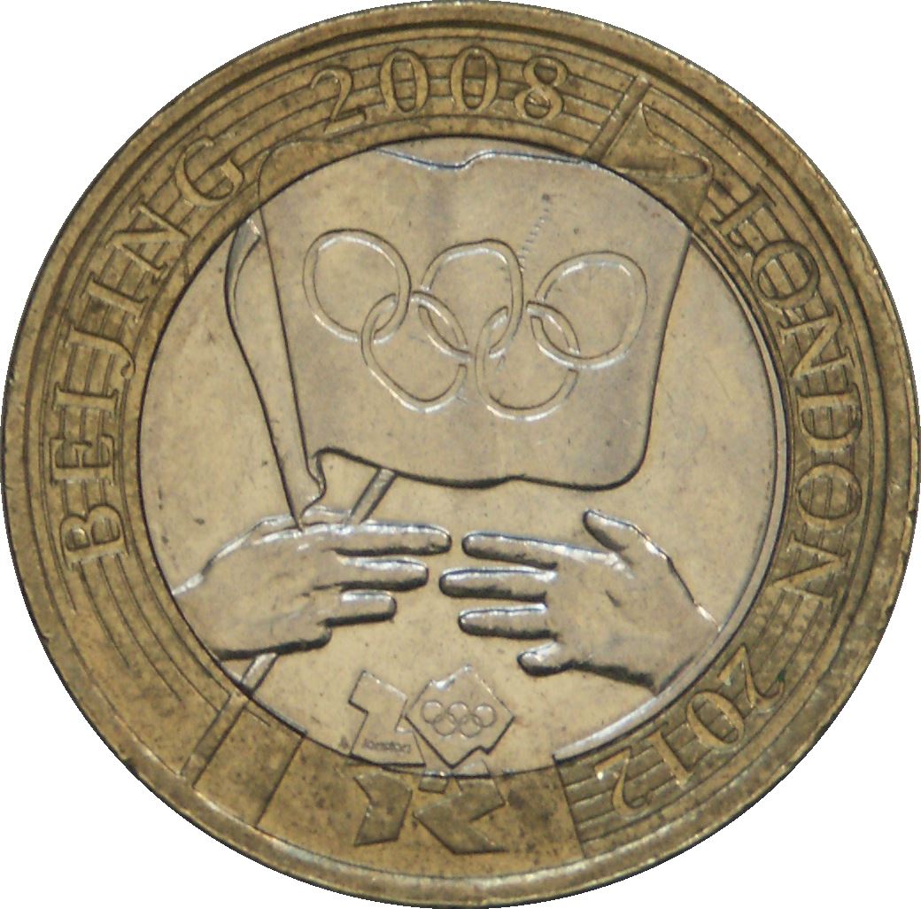 United Kingdom 2 Pounds Coin | Elizabeth II 4th portrait | Olympics Handover | 2008