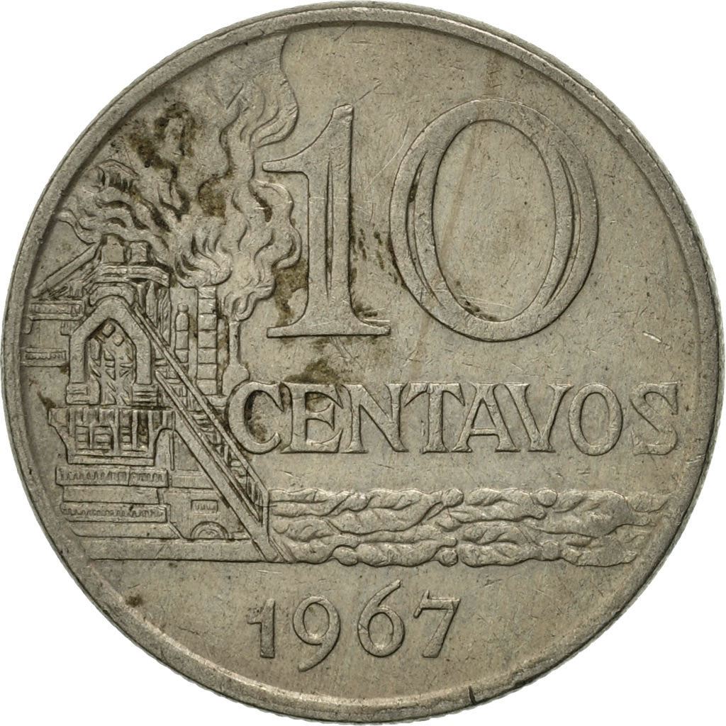 Brazil | 10 Centavos Coin | Effigy | Km:578 | 1967 - 1970