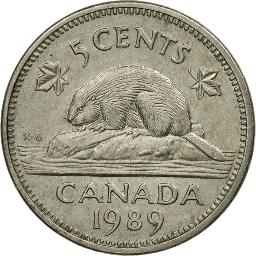 Canada | 5 Cents Coin | Copper-nickel | 2nd portrait; Copper-nickel | KM:60.2a | 1982-1989