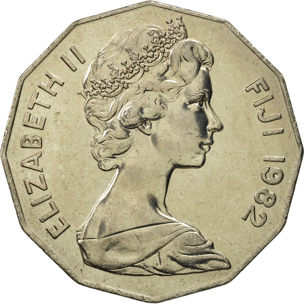 Fiji | 50 Cents Mynt | Elizabeth II | Polynesisk Båt | KM36 | 1975 - 1984