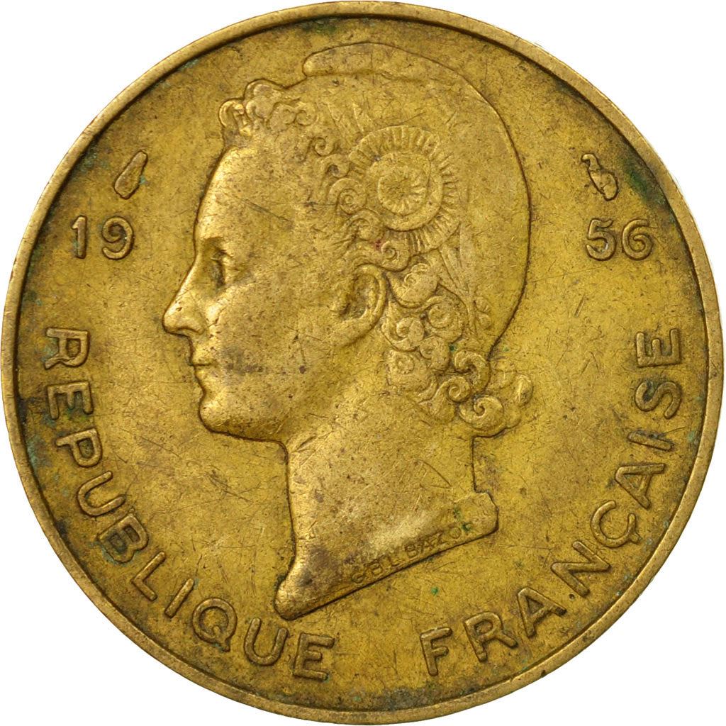 French West Africa | 10 Francs Coin | Marianne | Gazelle | Maize | Km:6 | 1956