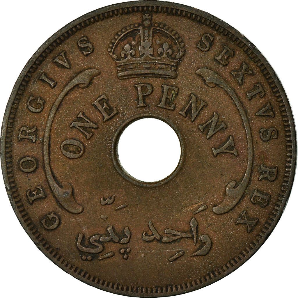 British West Africa | 1 Penny Coin | Crown | Hexagram | Km:30A | 1952