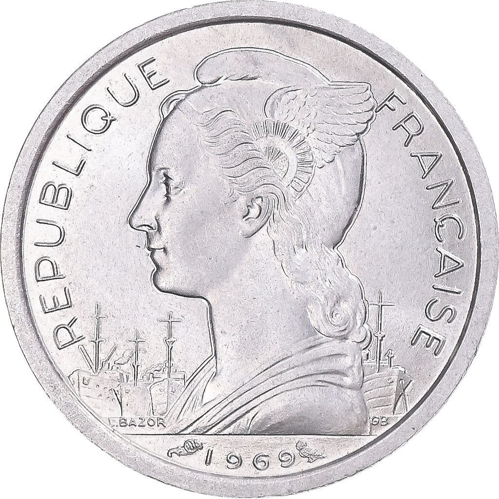 Afars and Issas | 1 Franc Coin | Marianne | Lyre Antelope | Km:16 | 1969 - 1975