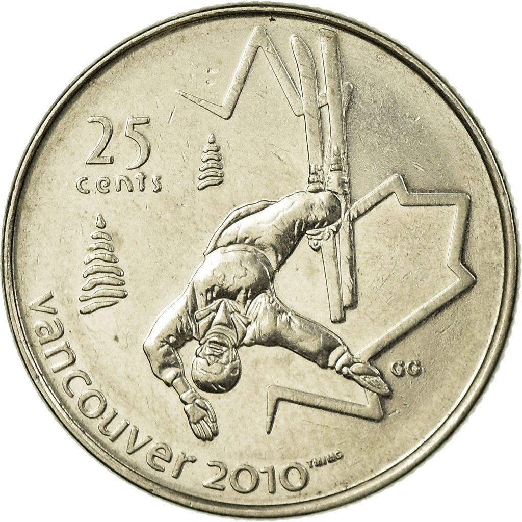 Canada | 25 Cents Coin | Nickel plated steel | Freestyle Skiing | KM:765 | 2008