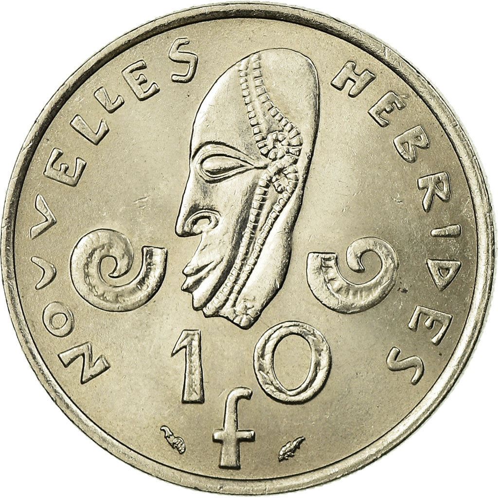 New Hebrides | 10 Francs Coin | Marianne | Native Mask | Snails | Km:2.2 | 1973 - 1982
