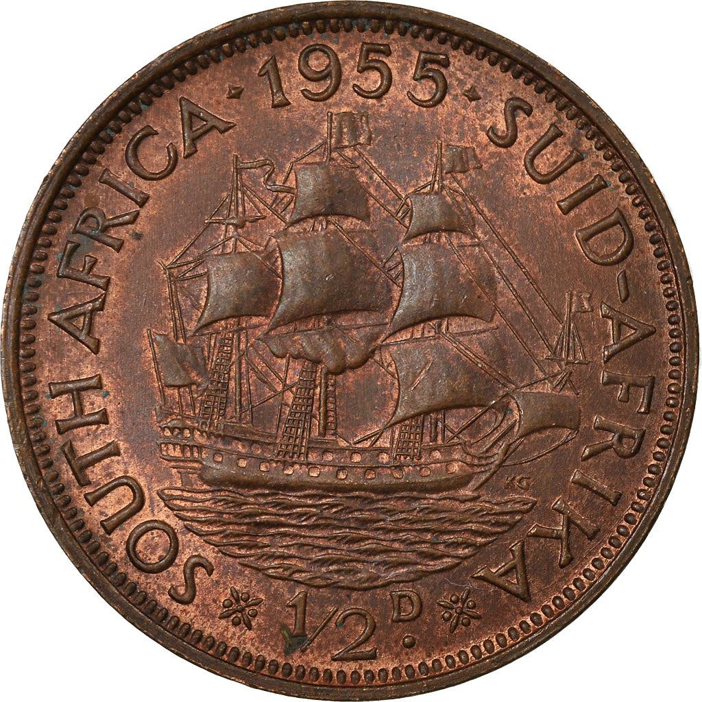 Moneta da 1/2 Penny Sudafrica | Ritratto di Elisabetta II 1° | KM45 | 1953 - 1960