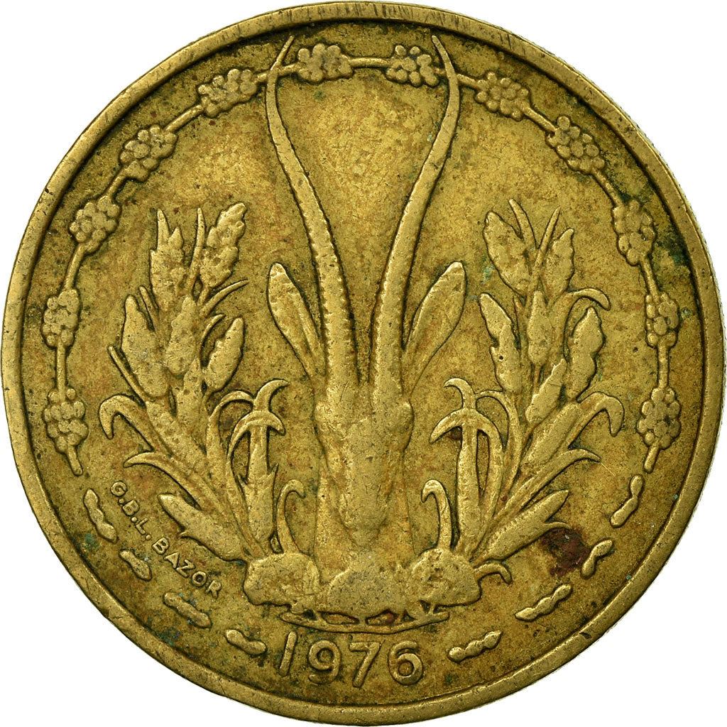 Western African States | 25 Francs Cfa Coin | Emblem of Central Bank | Gazelle | Km:5 | 1970 - 1979