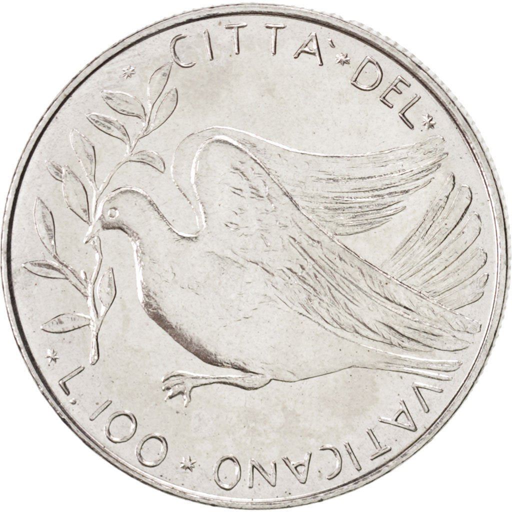 Vatican City | 100 Lire Coin | Dove | Km:122 | 1970 - 1977