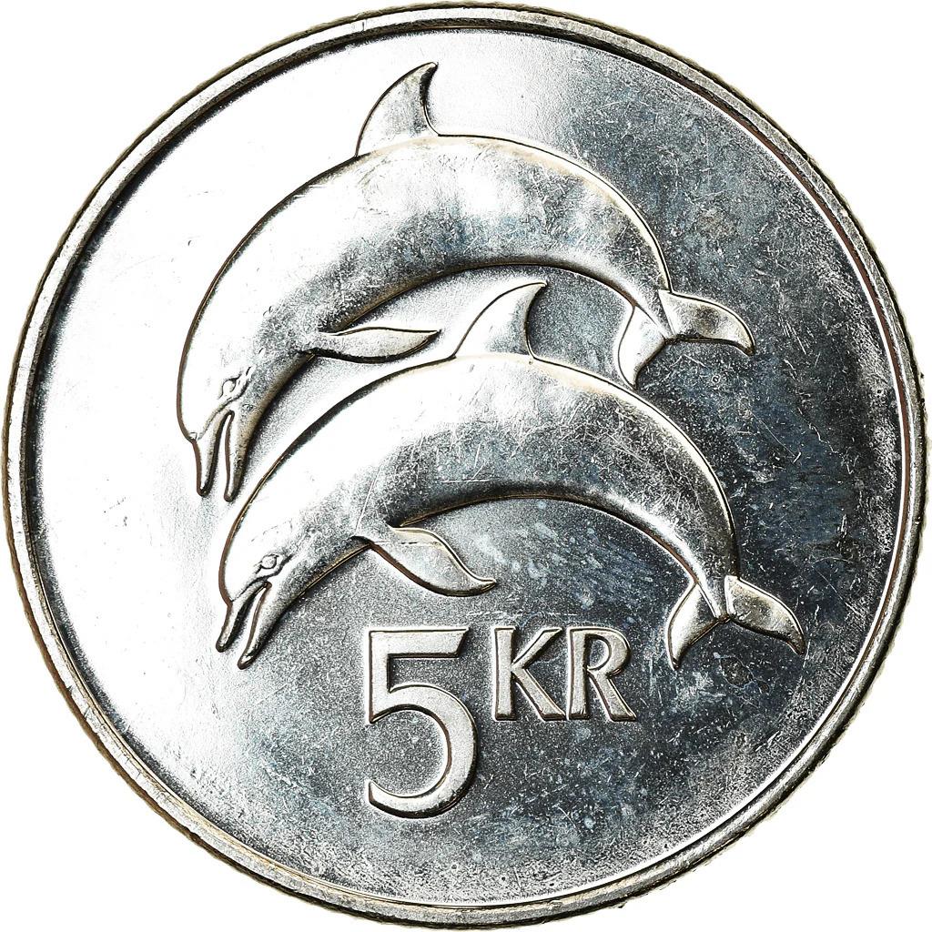 Iceland 5 Kronur Coin | Bull Grioungur | Eagle Gammur | Dragon Dreki | Giant Bergrisi | Dolphin | 1996 - 2008