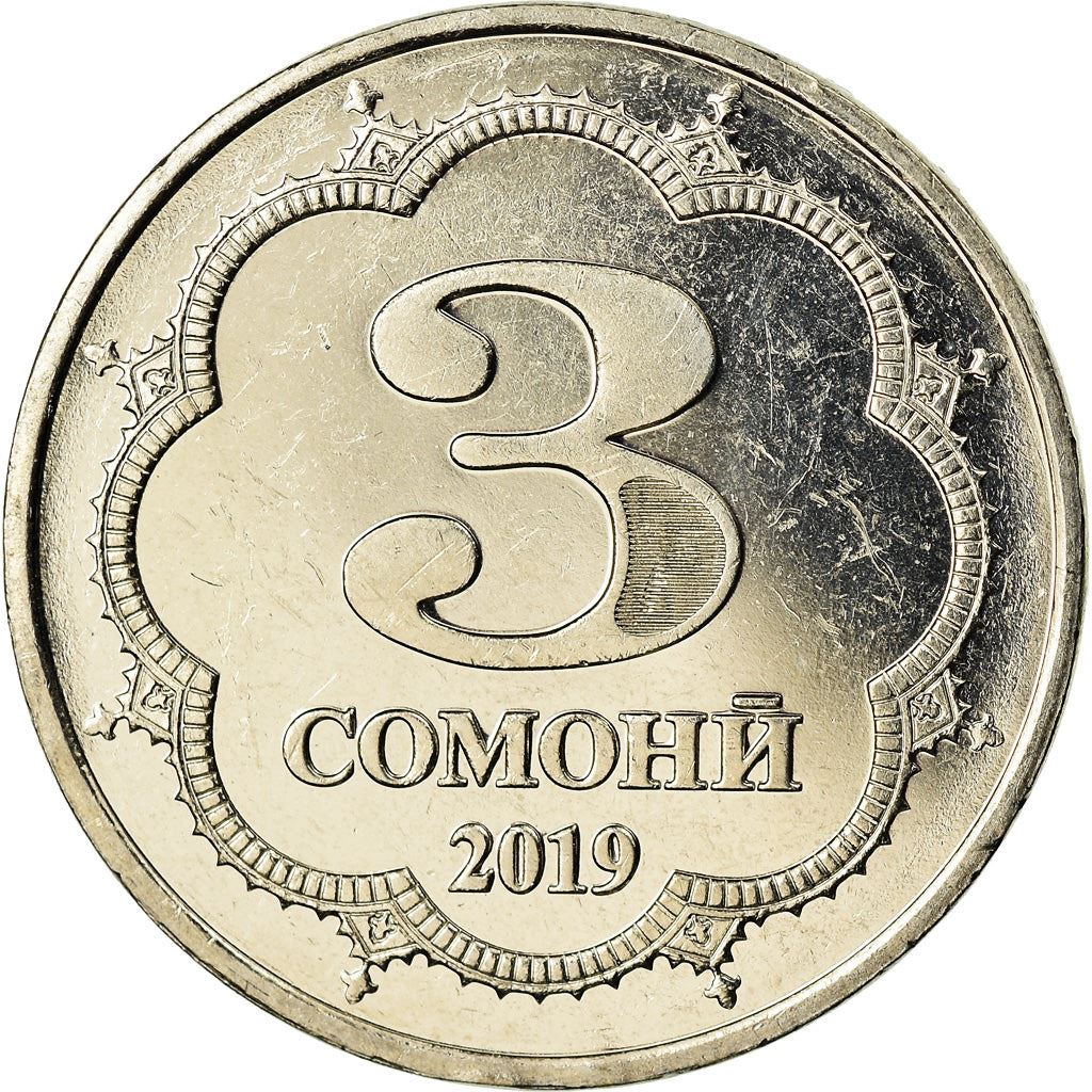 Tajikistan | 3 Somoni Coin | Shirinsho Shohtemur | Km:57 | 2019 - 2023