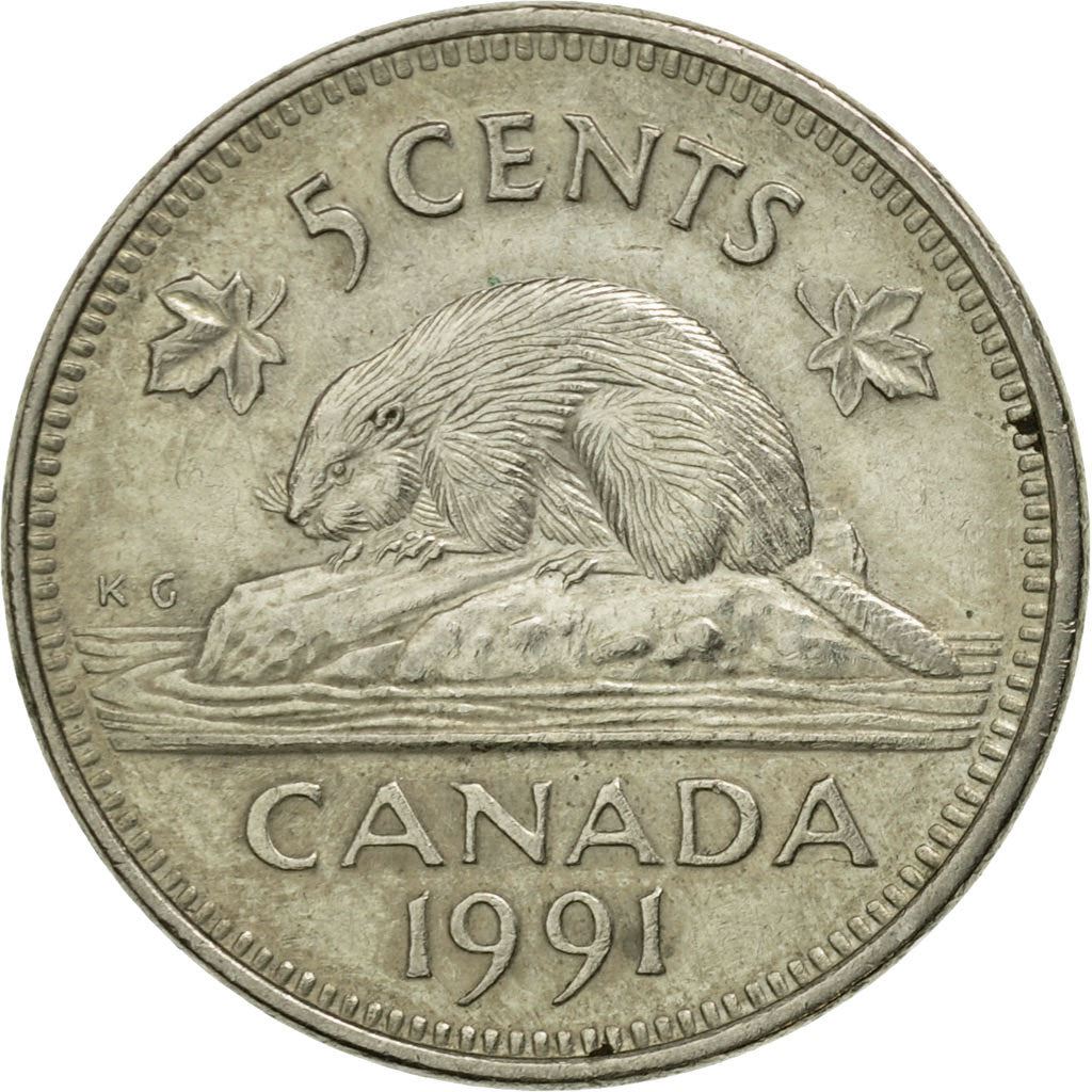 Canada | 5 Cents Coin | Copper-nickel | 3rd portrait | KM:182 | 1990-2001
