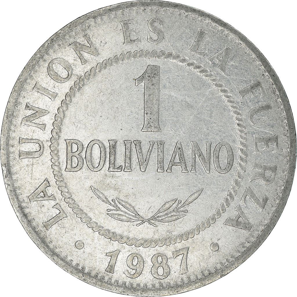 Bolivia | 1 Boliviano Coin | Stainless steel | Coat of Arms | KM:205 | 1987-2008