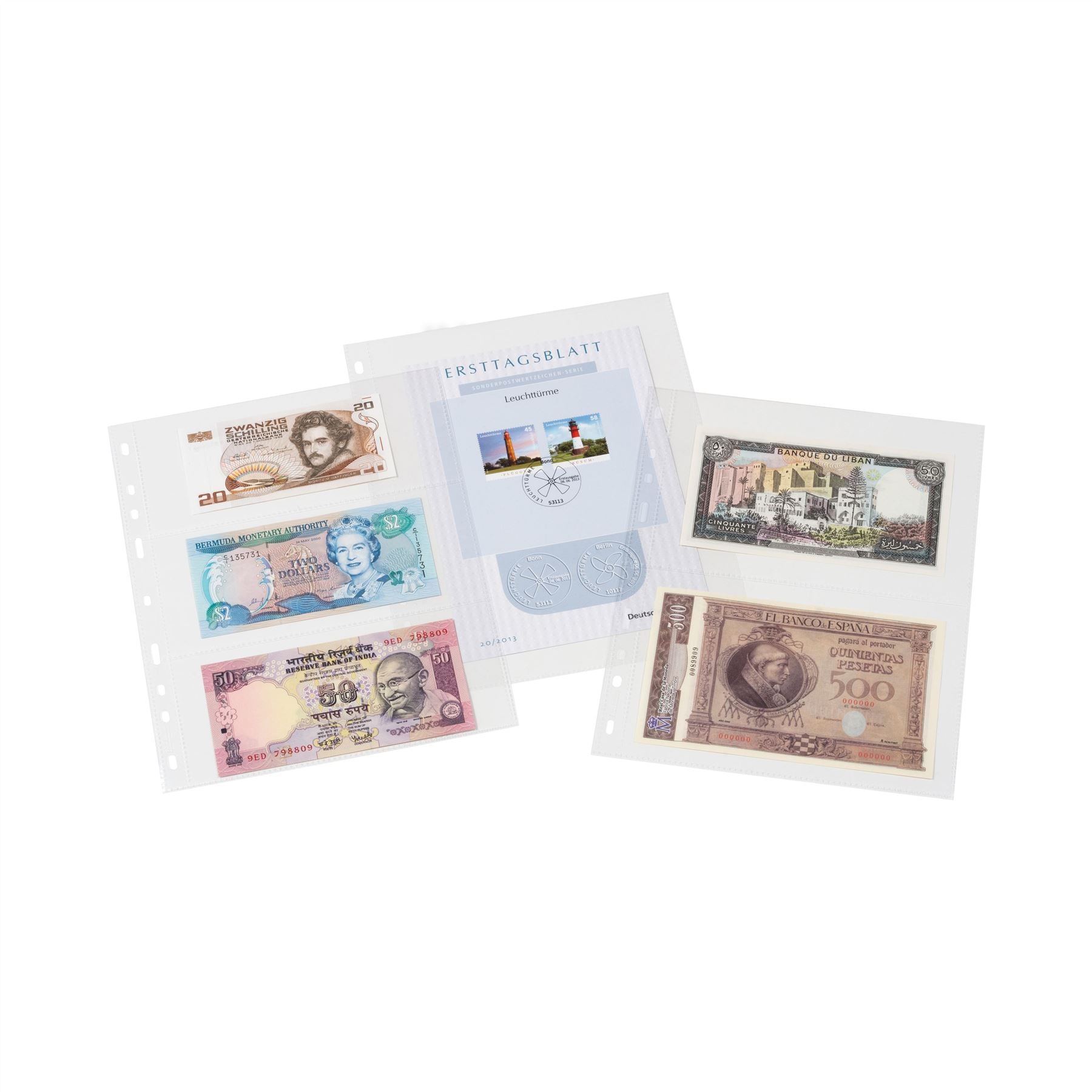 OPTIMA Banknote Sheets for Ring Binders | Packs of 50 | Different Pocket Configurations