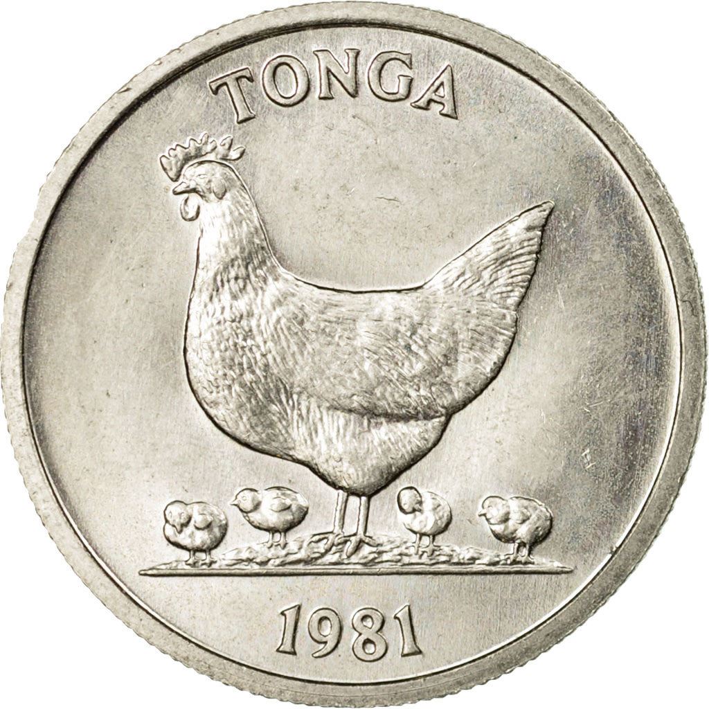 Tonga | Moneta da 5 Seniti | Gallo | Pollo | Cocco | FAO | Km:68 | 1981 - 1996
