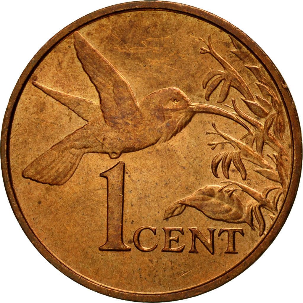 Trinidad and Tobago 1 Cent Coin | Queen Elizabeth II | Hummingbird | KM25 | 1974 - 1976