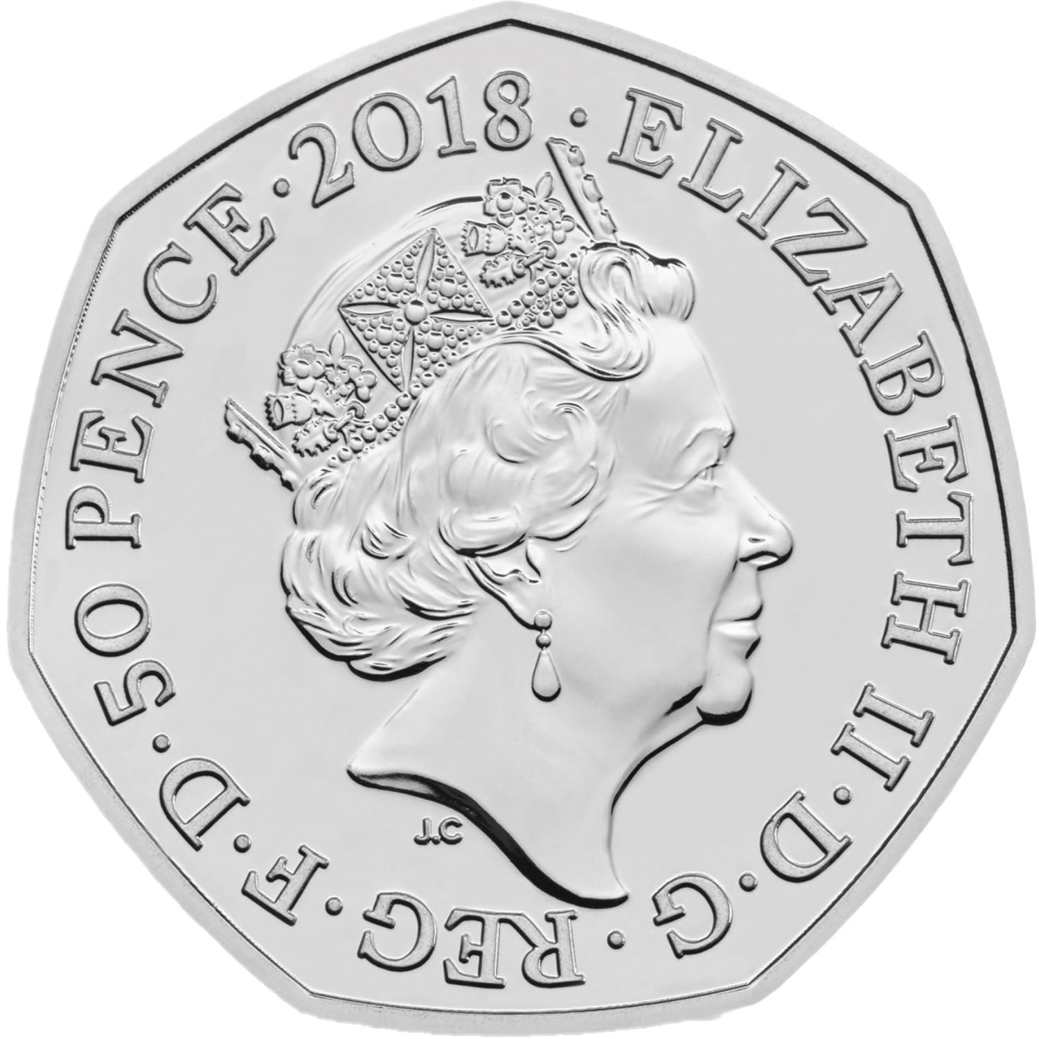 United Kingdom 50 Pence Coin | Elizabeth II 5th portrait | Peter Rabbit | 2018