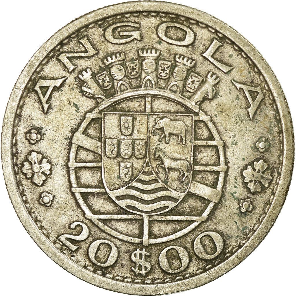 Angola | 20 Escudos Coin | Horse | Elephant | Shield | Km:74 | 1952 - 1955