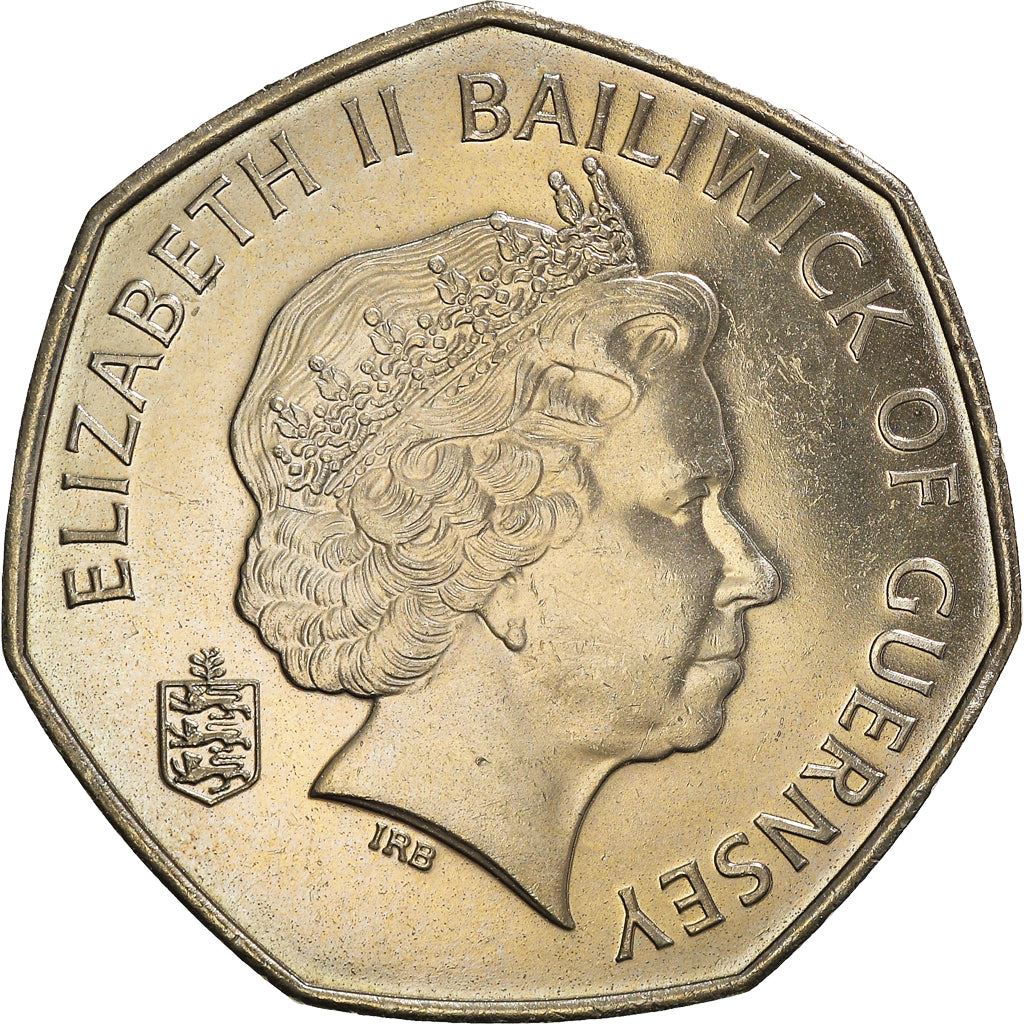 Guernsey 50 Pence Coin | Queen Elizabeth II | Flower Freesia | KM156 | 2003 - 2012