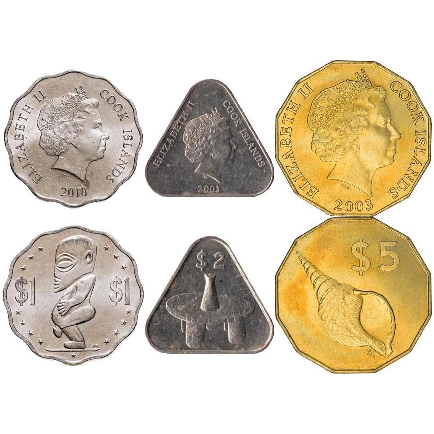 Cook Islands | 3 Coin Set | 1 Dollar 2 5 Dollars | 2003 - 2010
