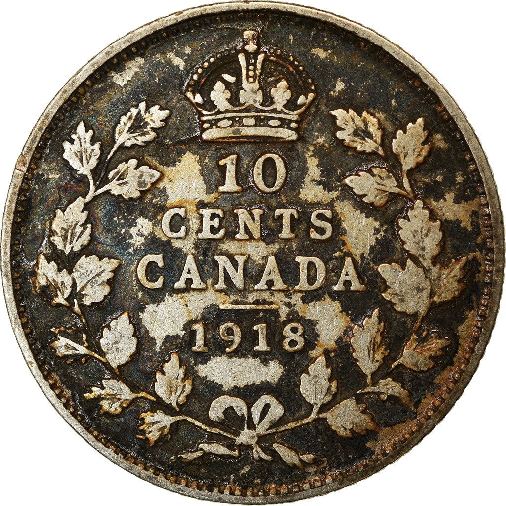 Canada | 10 Cents Coin | Silver | Crown | Wreath | KM:23 | 1912-1919