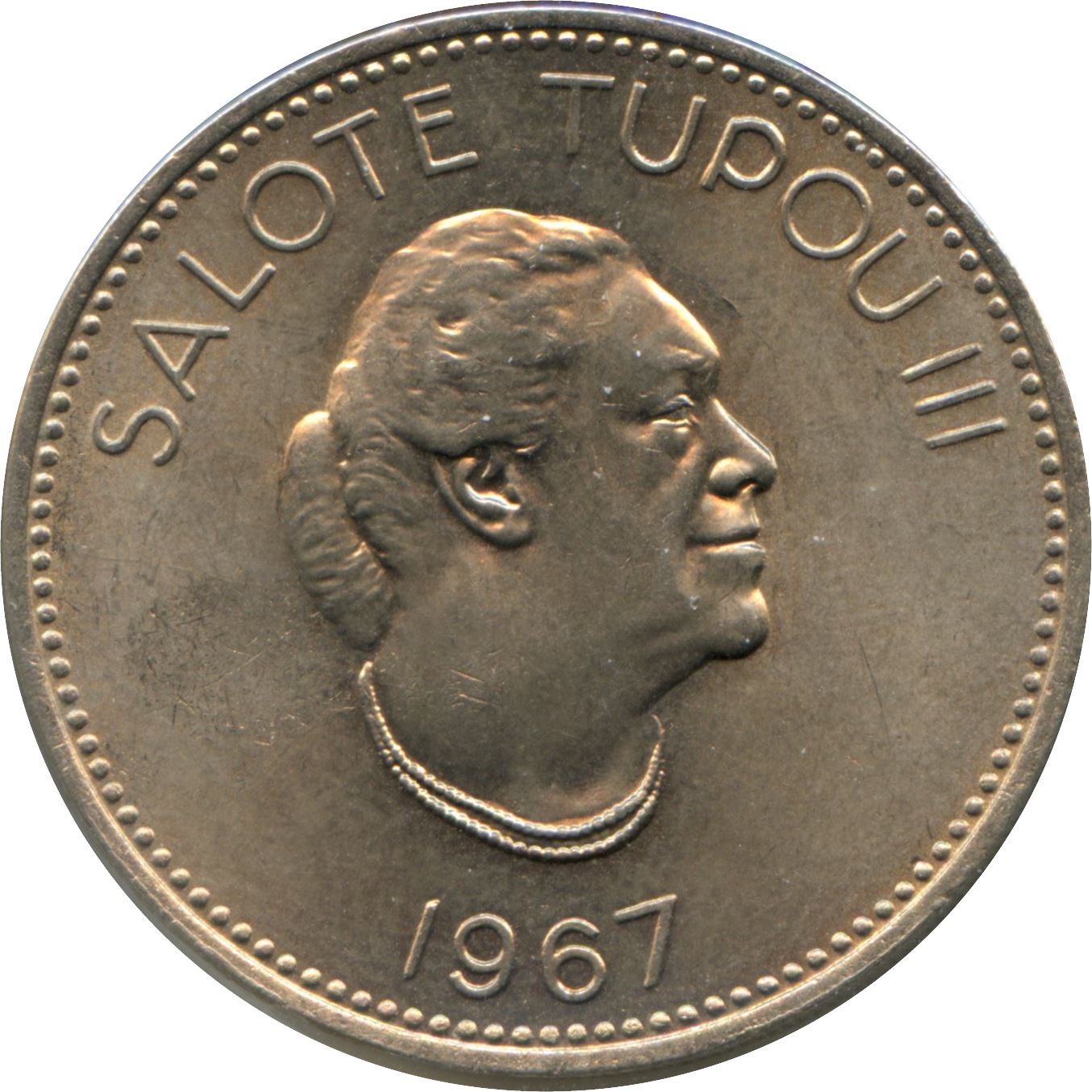 Tonga | 20 Seniti Mønt | Dronning Tupou III | Stjerne | Km:8 | 1967
