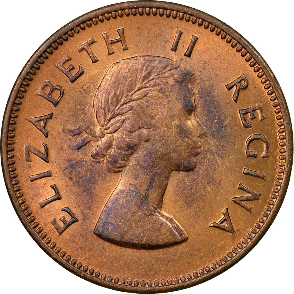 Moneta da 1/2 Penny Sudafrica | Ritratto di Elisabetta II 1° | KM45 | 1953 - 1960