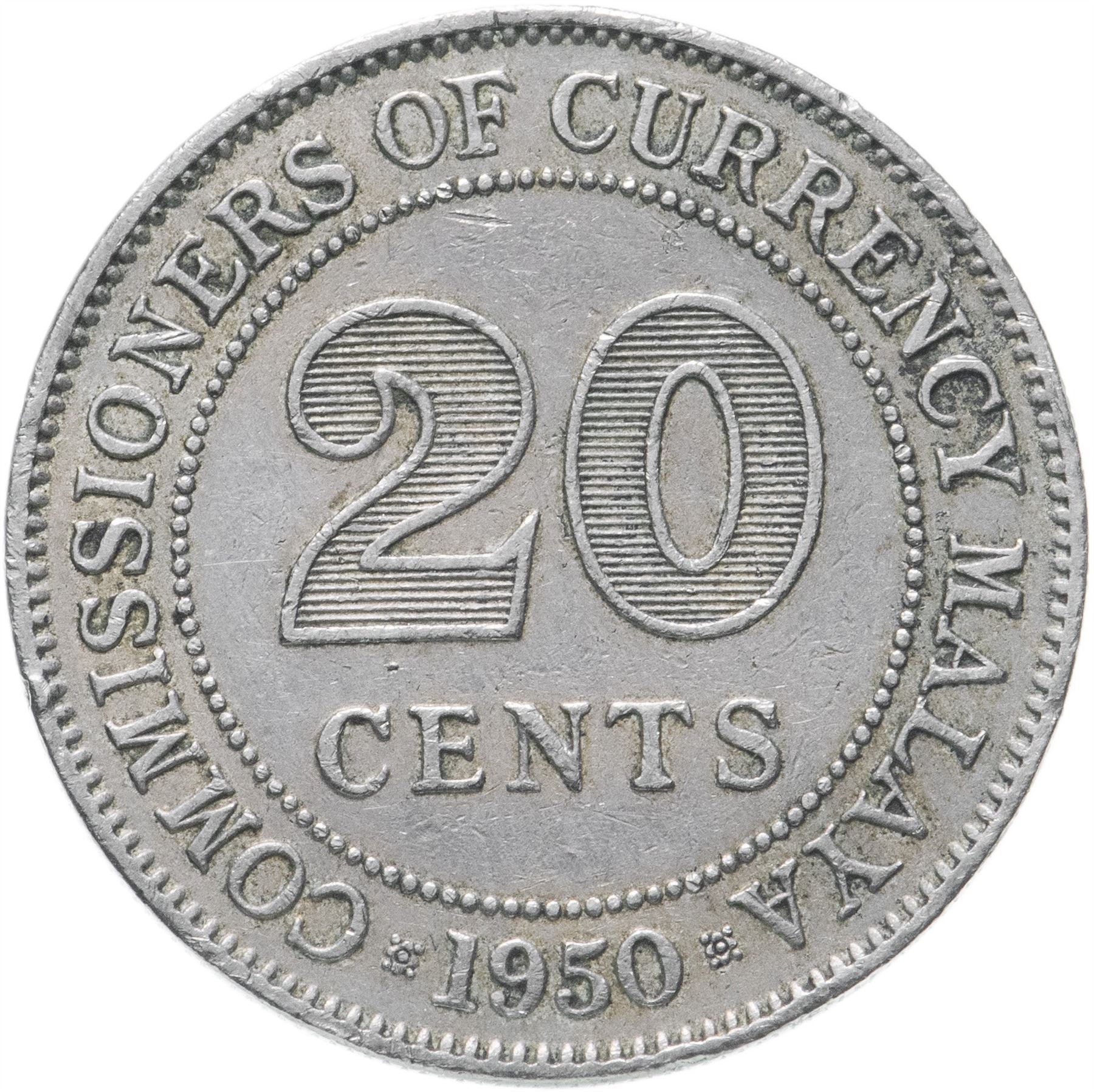 Malaya | 20 Cents Coin | George VI | Km:9 | 1948 - 1950