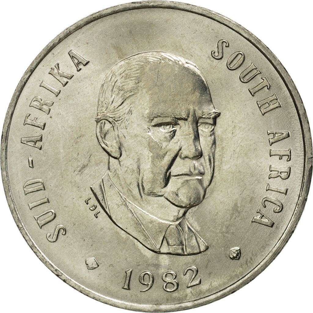 South Africa | 20 Cents Coin | Balthazar J. Vorster | KM113 | 1982