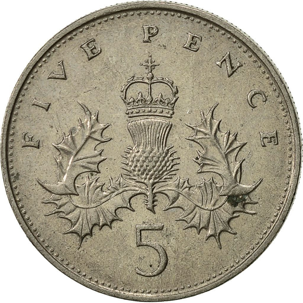 United Kingdom | 5 Pence Coin | Elizabeth II | Km:937 | 1985 - 1990