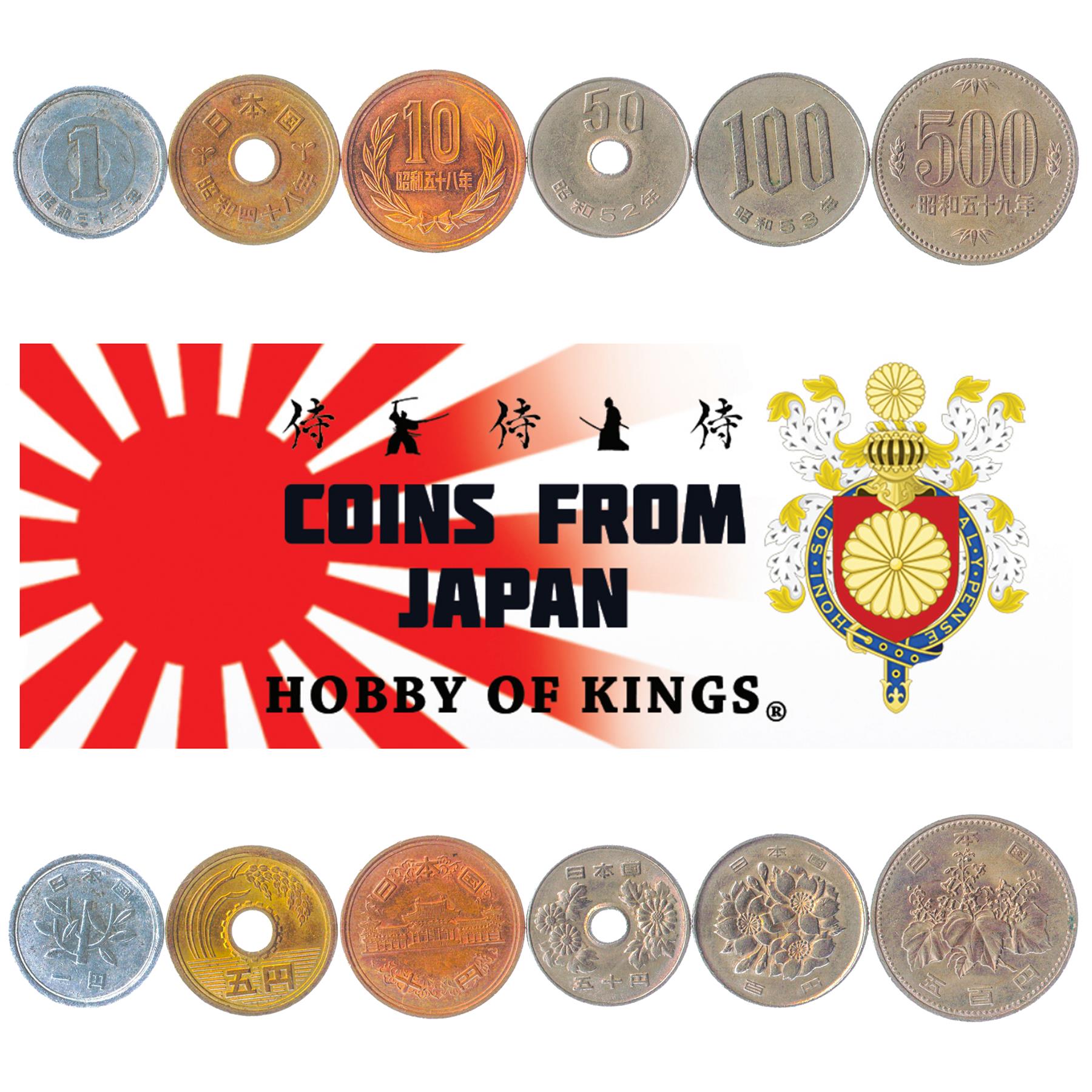 Japan | 6 Coin Set | 1 5 10 50 100 500 Yen | 1955 - 1989