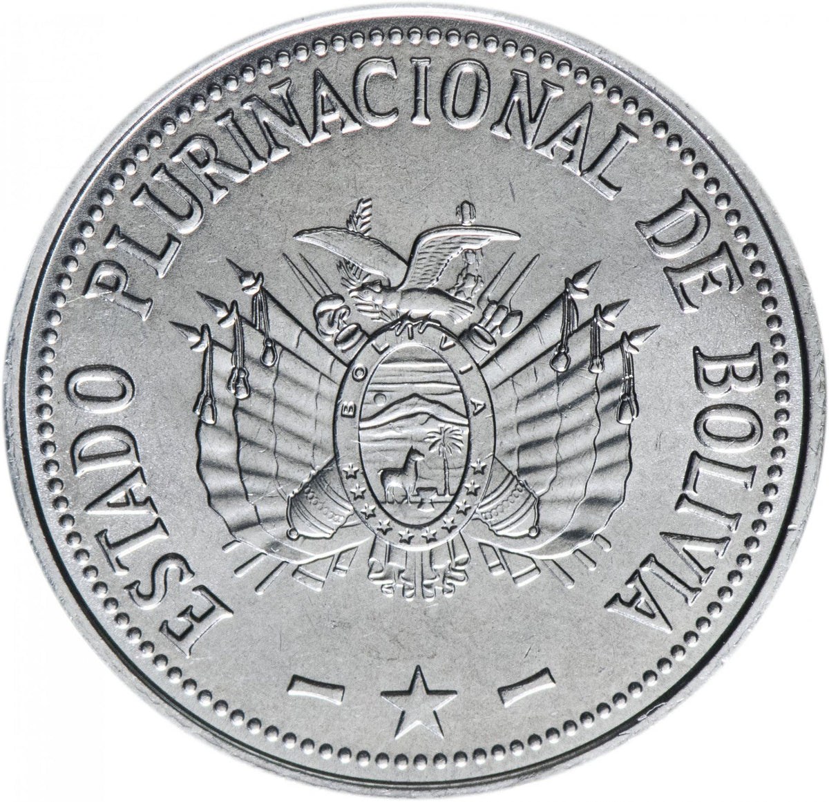 Bolivia | 20 Centavos Coin | Stainless steel | Coat of Arms | KM:215 | 2010-2016