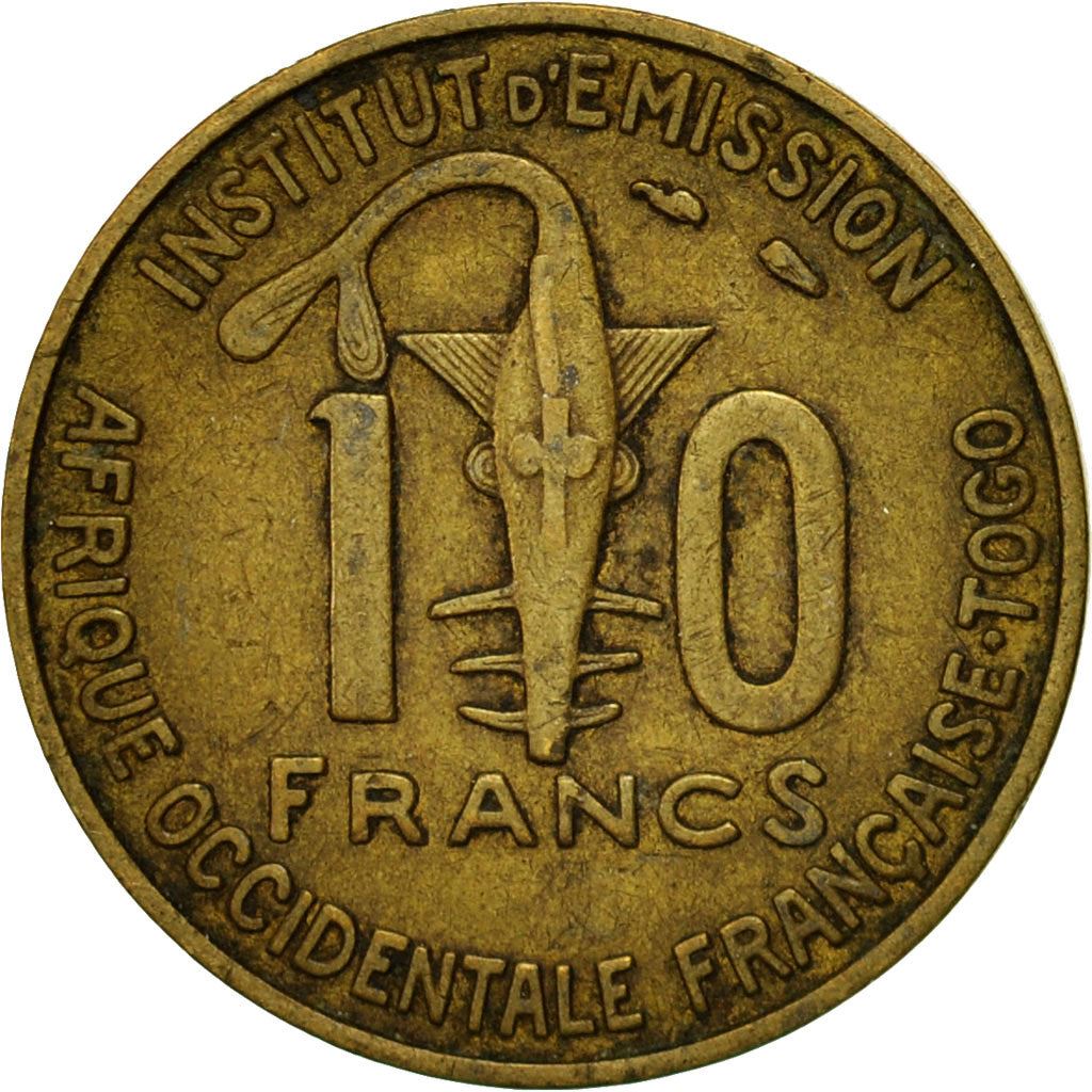 French West Africa | 10 Francs Togo Coin | Sawfish | Gazelle | Maize | Km:8 | 1957