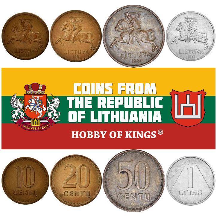 Litauen | 4 Münzsatz | 10 20 50 Centu 1 Litas | 1991