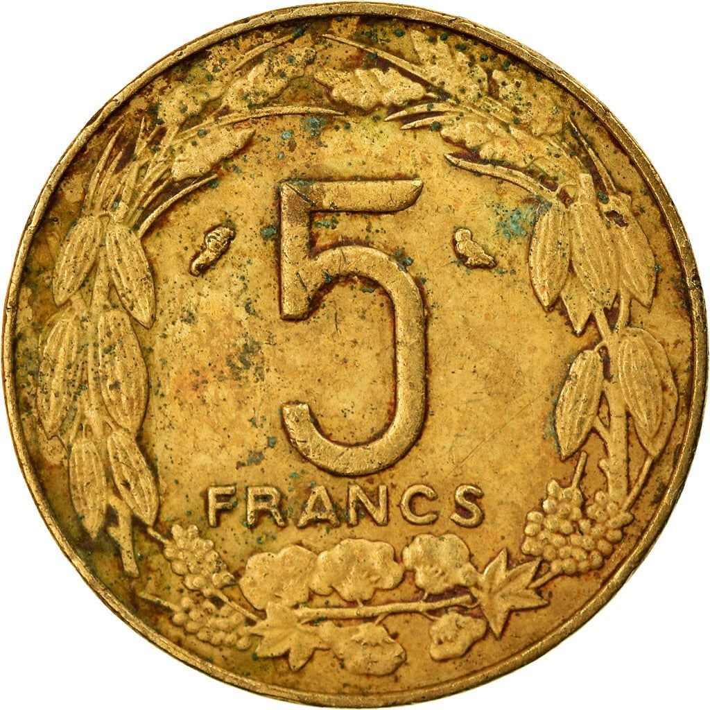 Central African States | 5 Francs Cfa Coin | Antelope | Crops | Km:1A | 1965 - 1972