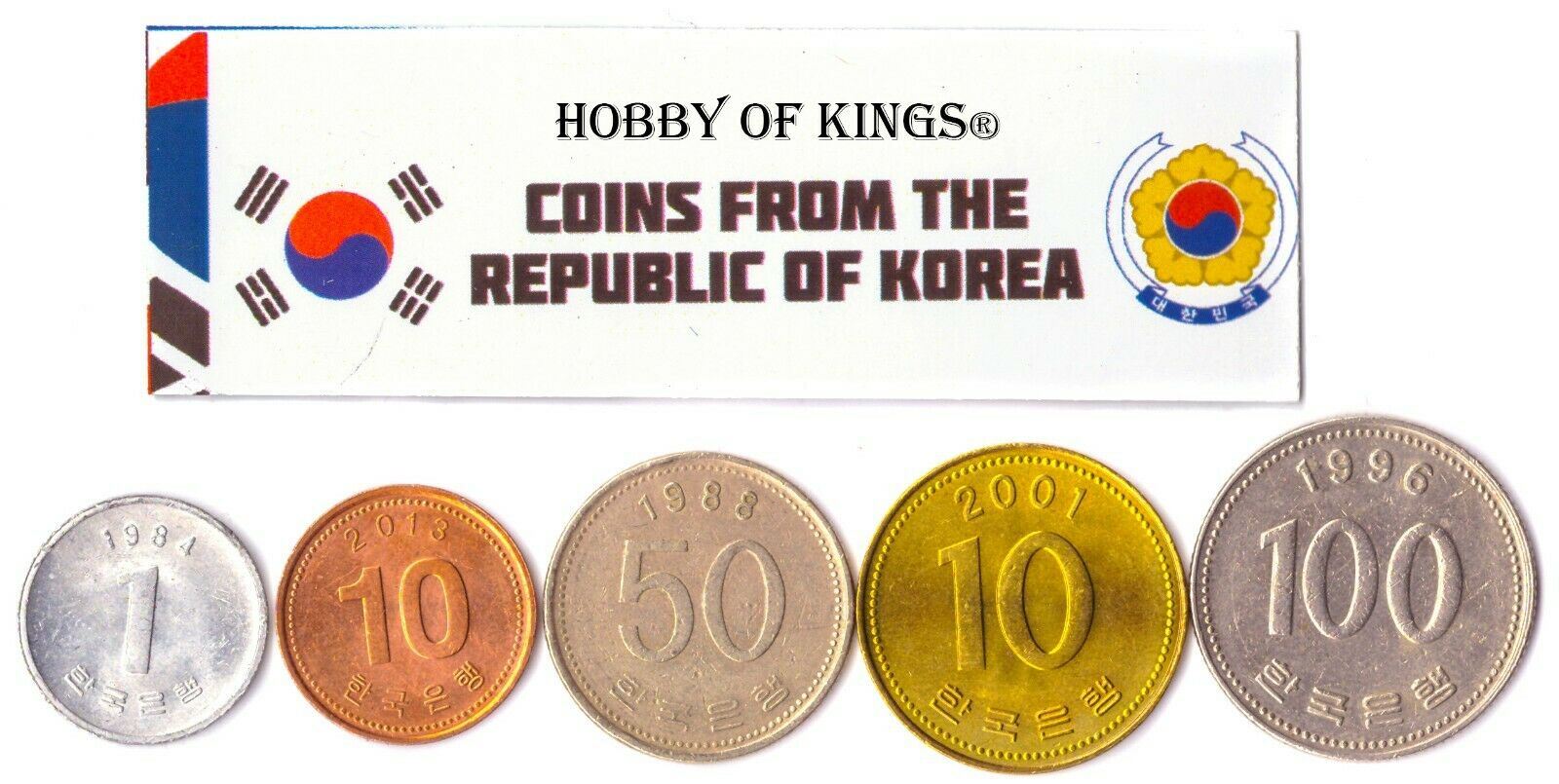 5 Mixed Coins From South Korea | Won | 1966 - 2022