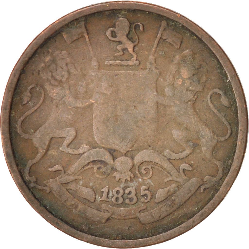 India - British | 1/4 Anna Coin | Coat of arms | Km:446 | 1835 - 1849