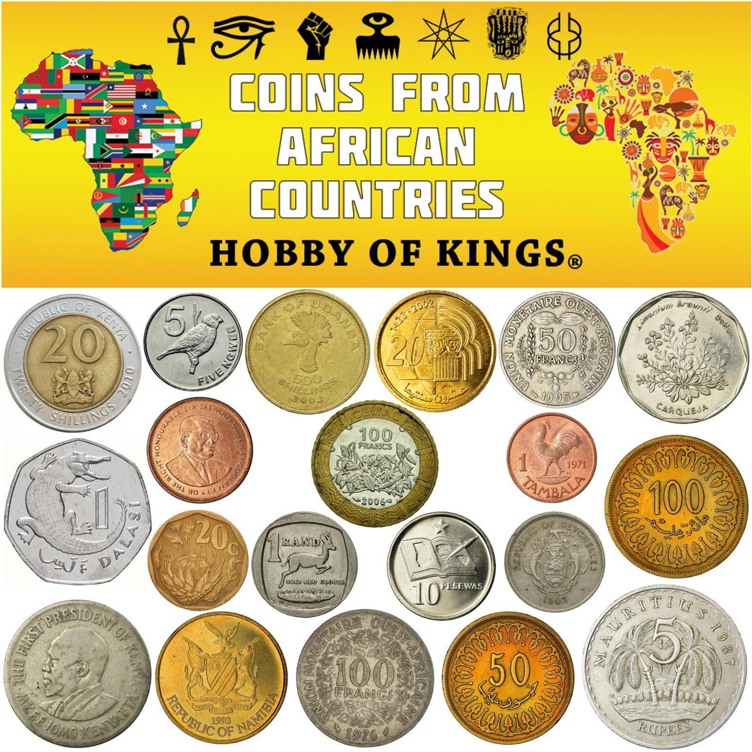 Different Coin Collection from Africa | Exotic African Wildlife | Animals and Flowers | Historical Leaders | Authentic Collectible Set