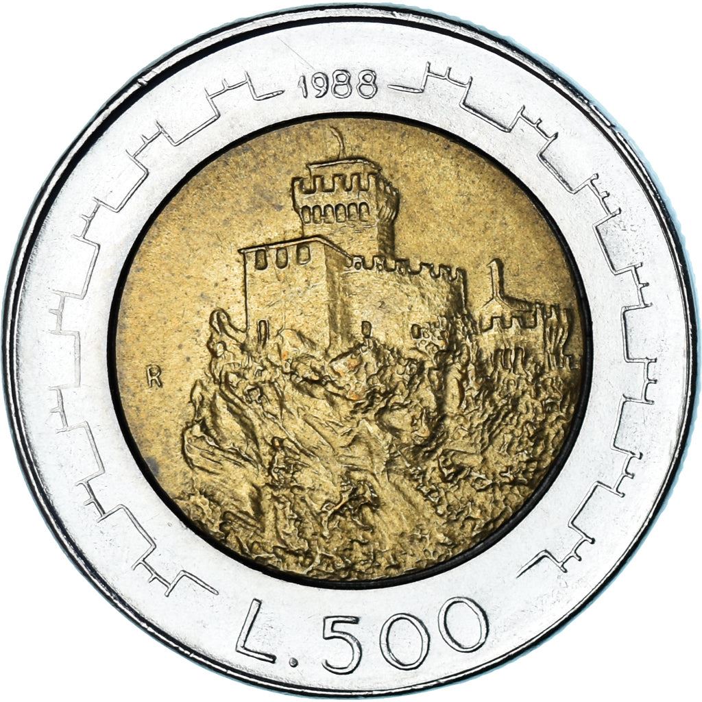 San Marino | 500 Lire Coin | Second tower | Km:226 | 1988