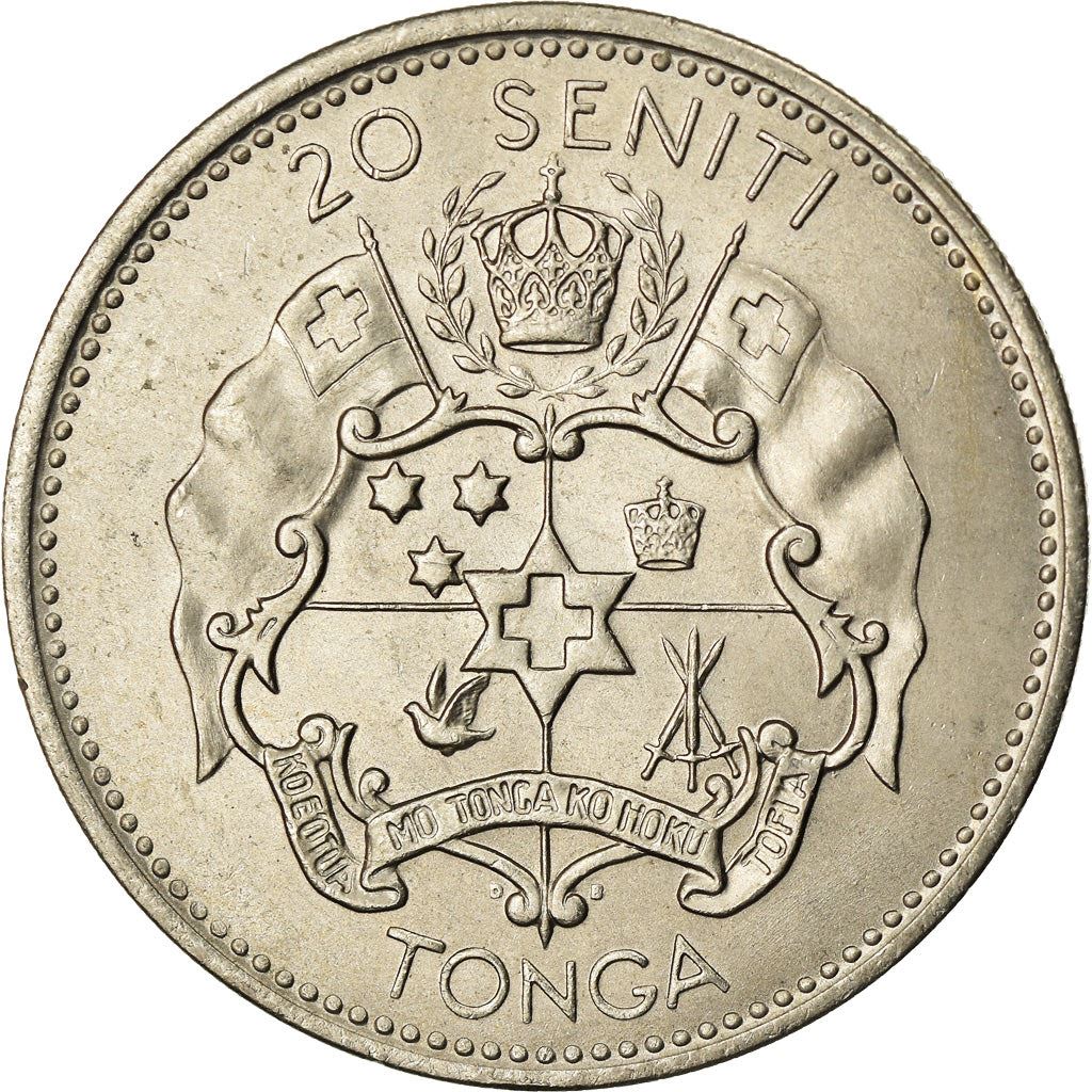 Tonga | 20 Seniti Mønt | Dronning Tupou III | Stjerne | Km:8 | 1967