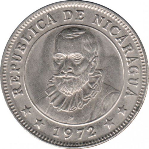 Nicaragua | 25 Centavos Coin | Explorer | Sun | Volcanos | Km:18.3 | 1972 - 1974