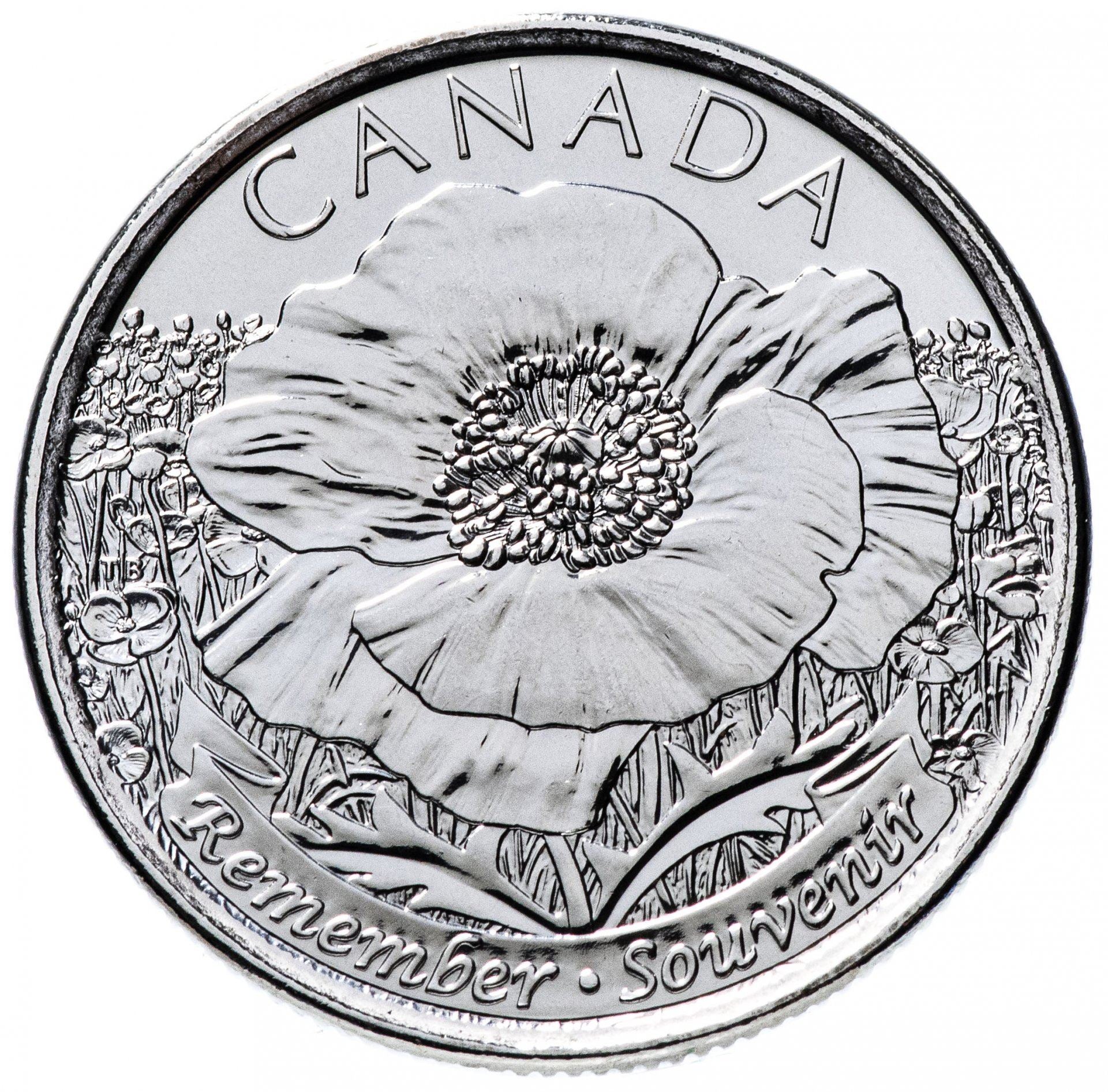 Canada | 25 Cents Coin | Remembrance | KM:1852.1 | 2015