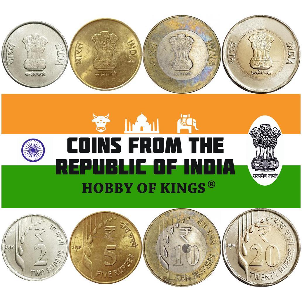 India | 4 Coin Set | 2 5 10 20 Rupees | 2019 - 2022