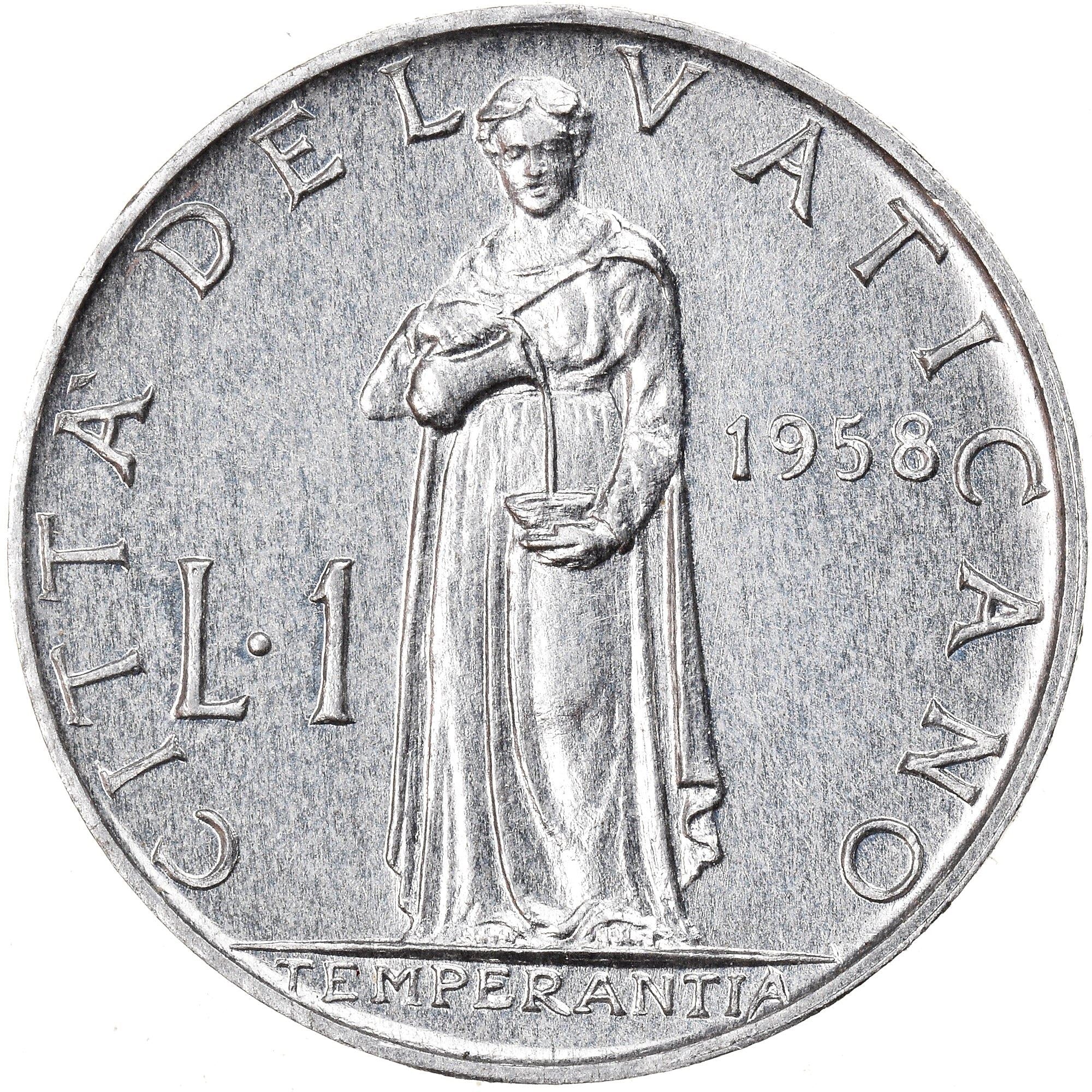 Vatican City | 1 Lira Coin | Pius XII | Km:49 | 1951 - 1958