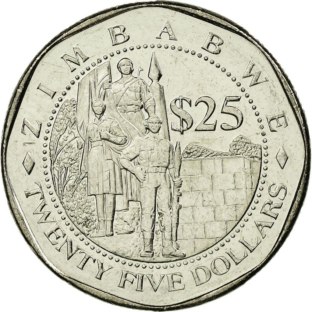 Zimbabwe | 25 Dollars Coin | Military Monument | Km:15 | 2003