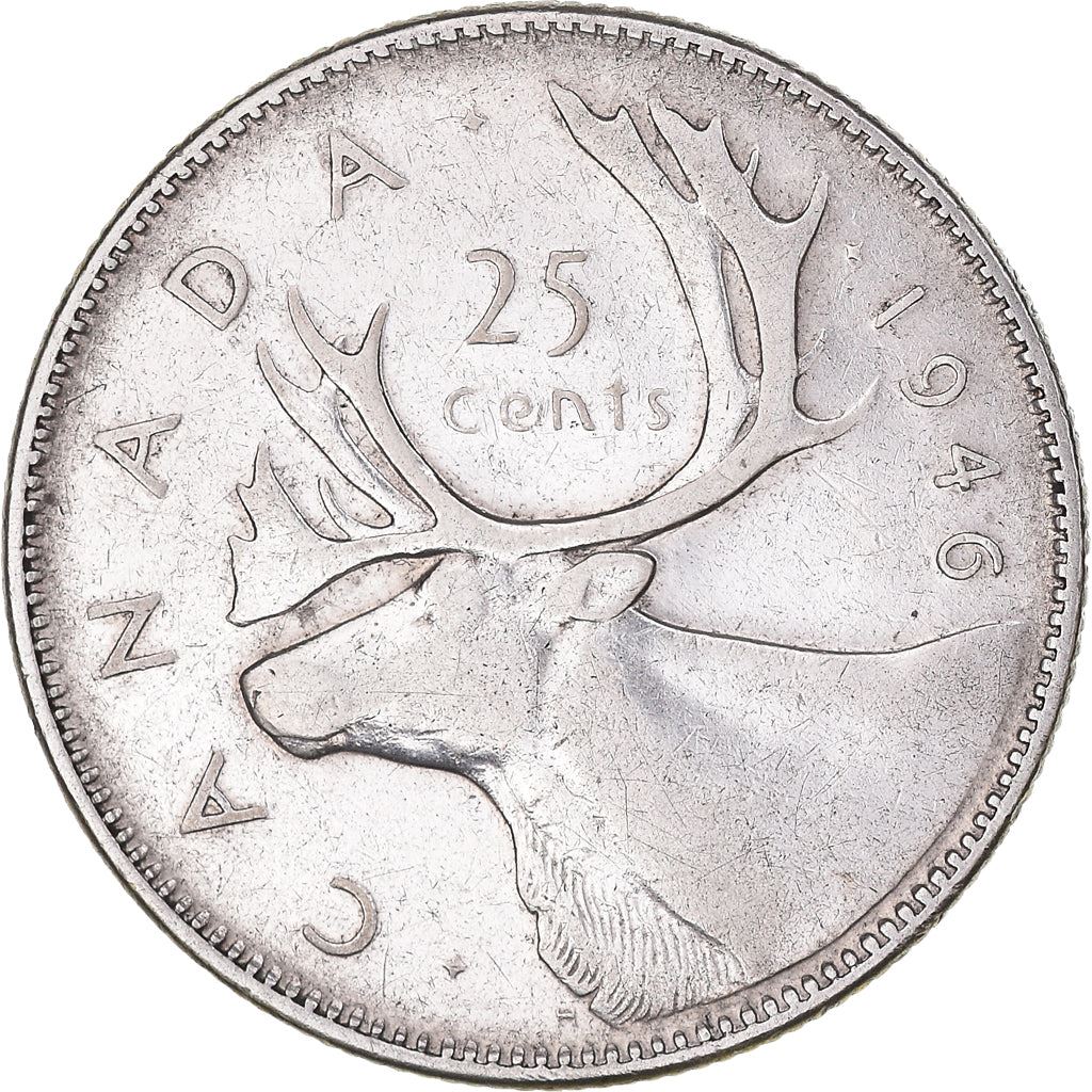 Canada 25 Cents Coin | King George VI | Reindeer | KM35 | 1937 - 1947