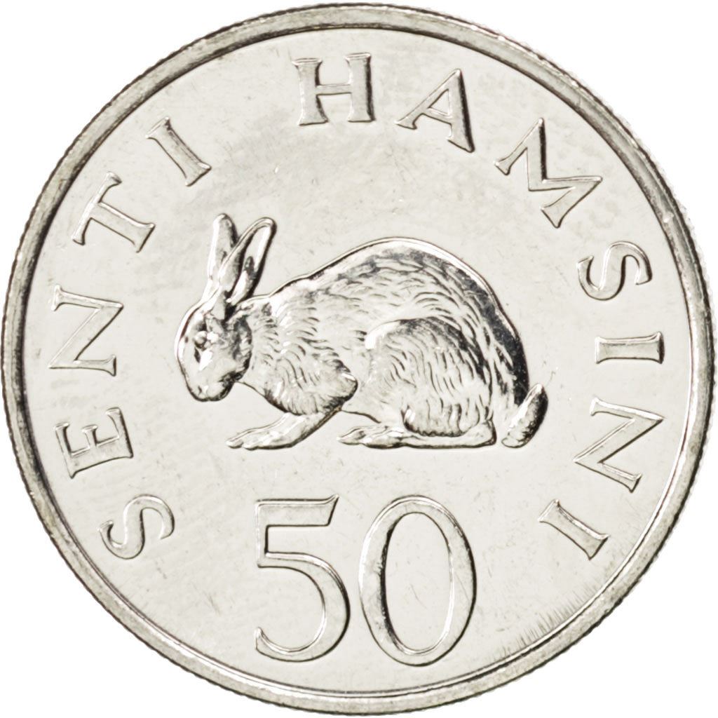 Tanzania | 50 Senti Coin | Rabbit | Km:26 | 1988 - 1990