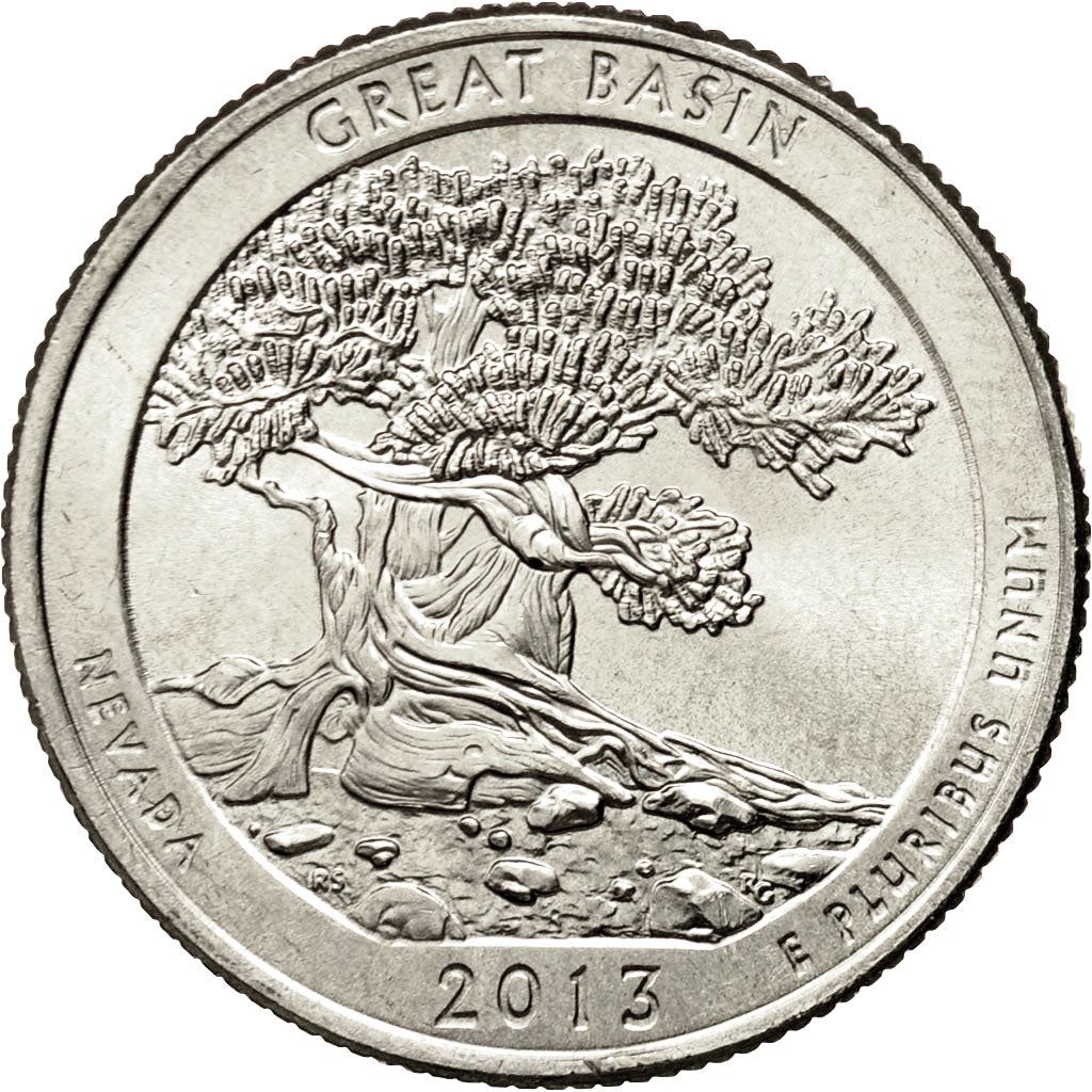 United States | 1/4 Dollar Coin | Great Basin Park | Km:544 | 2013