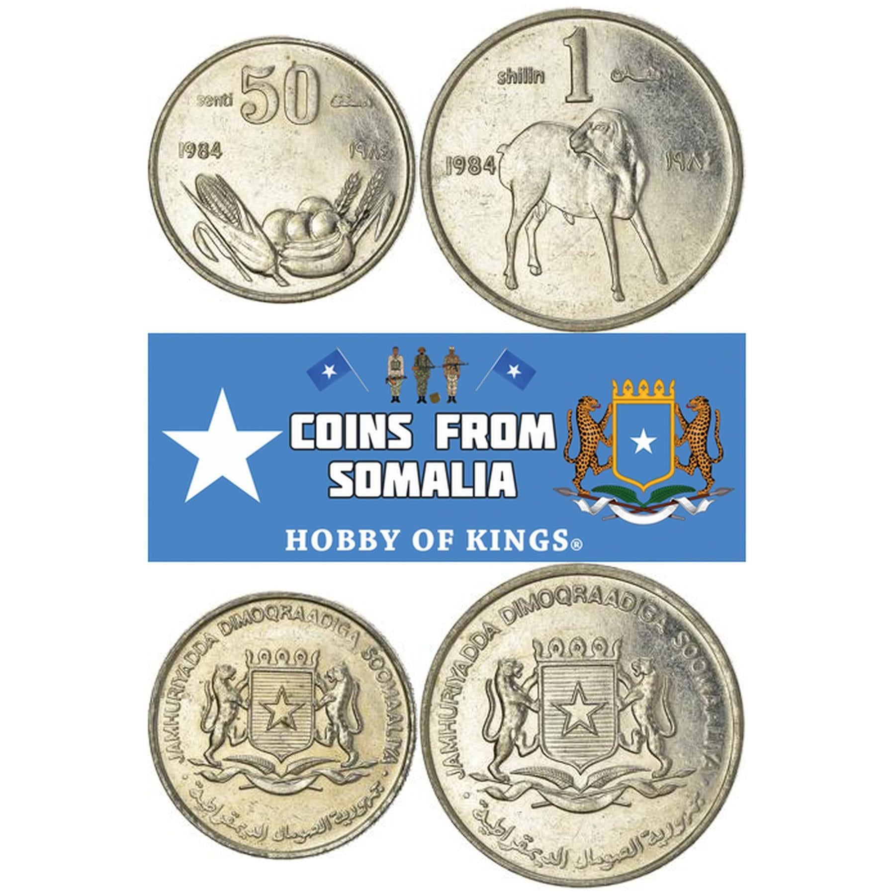 Somalia | 2 Coin Set | 50 Senti 1 Shilling | 1984